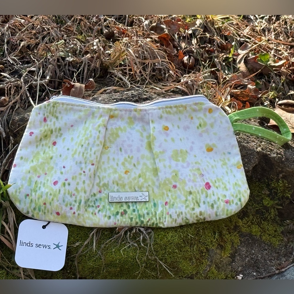 Meadow print in Japanese Linen- Green, multi color floral and white